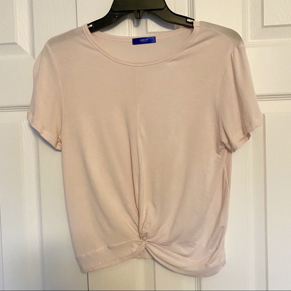 Aqua Athletic Twist Front Crop Top